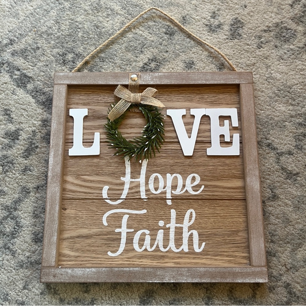 Christmas wooden sign | Love Hope Faith | Home Decor | Wall Decor | Farmhouse